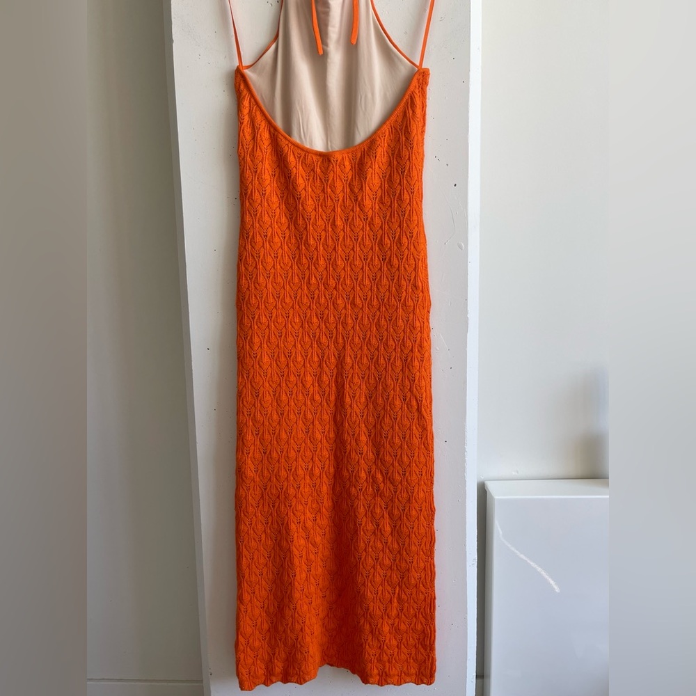 Alice + Olivia Jone Halter Neck Fitted Midi Dress in Sienna Size S - Picture 5 of 8